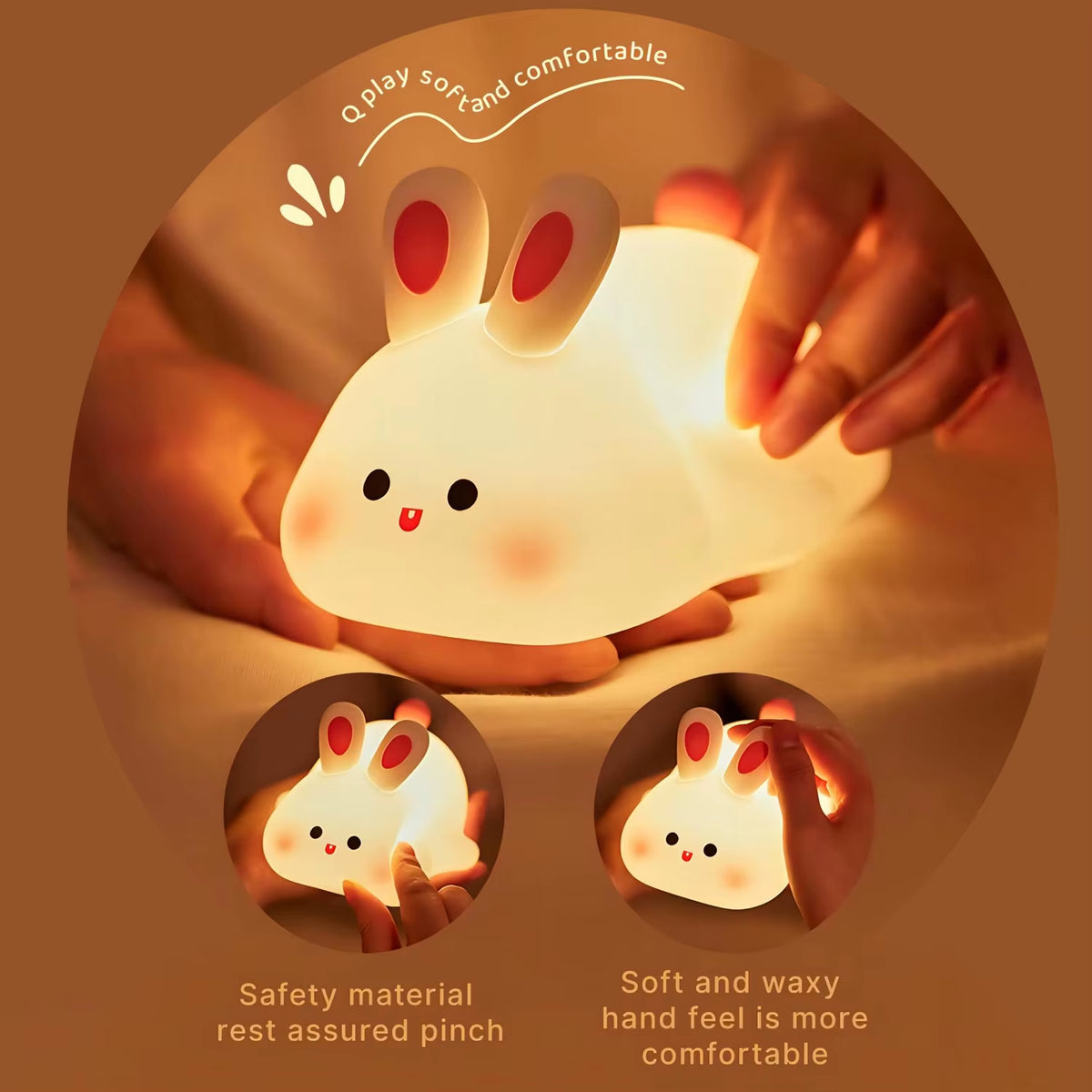 Rechargeable cozy animal night light in Rabbit, Sheep and Panda designs